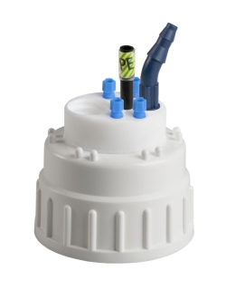 SafetyWasteCap 83B (for Nalgene-bottles) 4 x 3.2/2.3mm OD, 1x Leak, with earthing connector