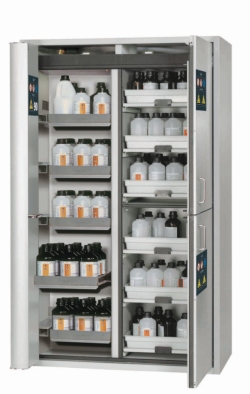 [EN]: Combined Safety Cabinet type 90 folding door, 1197 x 617 x 1969mm, RAL7035 6 pull-out shelves, 1 bottom collecting sump,