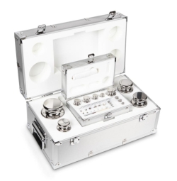 [EN]: Weigt kit F1 ECO-Form, 1mg...5kg stainless steel polished, in aluminium case, incl. glove, tweezers and dust brush