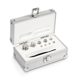 [EN]: Weight kit F1 ECO-Form, 1g...100g stainless steel polished, in aluminium case, incl. tweezers