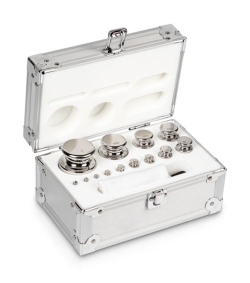 [EN]: Weight kit F1 ECO-form, 1g...1kg stainless steel polished, in aluminium case, incl. glove and tweezers