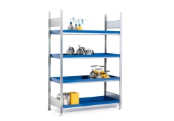 [EN]: Hazardous goods shelving type RWW 1364 galvanized, 4 sump trays with volume 40 litres 1360x640x2000mm, ground shelf