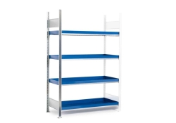[EN]: Hazardous goods shelving type RWW 1364 galvanized, 4 sump trays with volume 40 litres 1360x640x2000mm, add-on shelf
