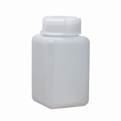 [EN]: Wide neck bottles 500 ml, square, PE-HD, natural height 120 mm, GL 65, 90x90 mm pack of 100