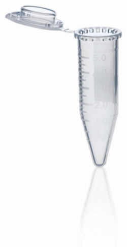 [EN]: Reaction tubes, disposable, 5 ml, PP, clear, with cap, pack of 250