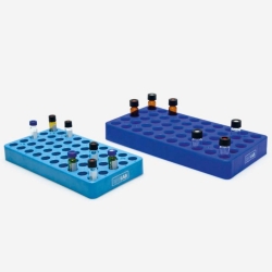 [EN]: Racks for rolling rim vials 5x10, dark blue Vials diameter 14,75 mm