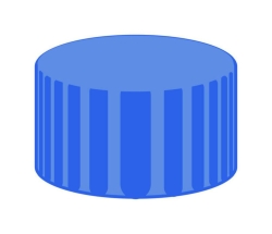 [EN]: Screw caps N 9, blue PP, closed top PTFE virginal, white, Hardness: 53&deg; shore D, pack of 100