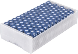 1.5 mL Screw Neck Vials N9 702282 pre-screwed with 702287.1: N 9 PP screw cap, blue, centrer hole, Silicone white/PTFE red pack