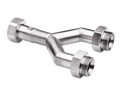 Adaptador distribuidor doble M38x1,5 1x M38x1,5 hembra a 2x M38x1,5 macho