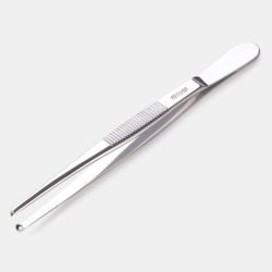 Forceps 115 mm, blunt/straight general use, with tooth