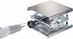 Lifting platform 300 x 300 mm DIN 12897, adjustable with cordless screwdriver