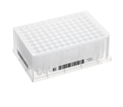 Deepwell Plate 96/2000 &mu;L wells clear, PCR clean, white, with 2D SafeCode and plain text, pack of 20
