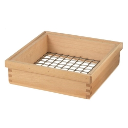 Analysing sieve 500x500x80 mm 45 mm Mw., with beech wood frame stainless steel wire, acc.to DIN EN 10 204