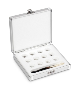Juego de pesas, E2, 1 mg - 500 mg Plato, acero inoxidable pulido (OIML), en estuche de aluminio