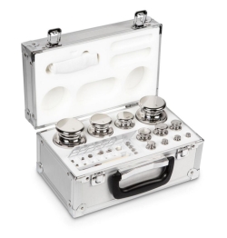 [EN]: Weight Set, F1, 1 mg - 2 kg Knob, polished stainless steel (OIML), in aluminum case