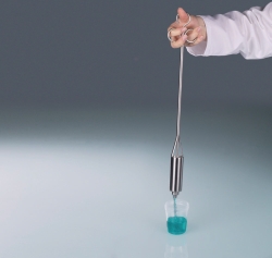 Liquid-Sampler, single hand operation, stainless steel V4A (1.4404), open with thumb