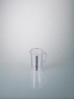 [EN]: Measuring cup 100 ml, with handle PP, embossed, indestructible, blue scale