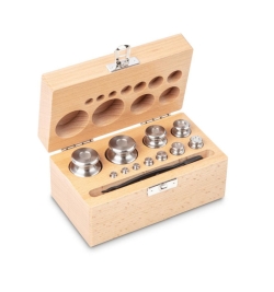 [EN]: weight F2, 1g...200g wooden box, finely turned stainless steel