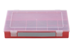 box with handle, PP, red, 8 trays, 335x225x55mm
