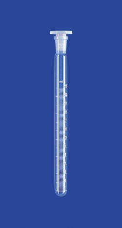 [EN]: Test tube NS 14/23, 220x17 mm 25 ml, with graound joint and NS bush and Poly Stopper, graduated