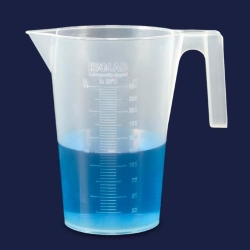 Beaker 250 ml, PP with handle, embossed scale, with spout, ISO 7056
