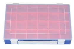 Assortment box 335x225x55mm PP, blue, for 24 inserting boxes with carrying handle