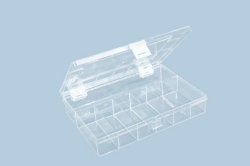 [EN]: Assortment box, PS, clear 8 cases, 250x170x46mm