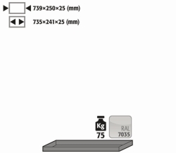 [EN]: Shelf for G90.205.90 RAL 7035, width 739mm