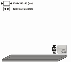 [EN]: Lower shelf, steel plate powder coated RAL 7035