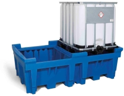 IBC station, without storage spaces 2 KTC à 1000 L PE blue, 2280x1430x720mm