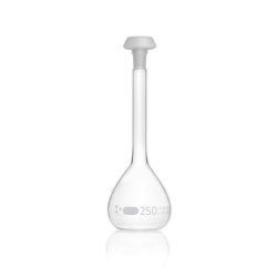 DURAN&reg; Volumetric flask 250 ml, class B white graduation, with one graduation mark, polyethylene stopper, NS 14/23