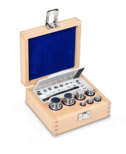 [EN]: Weight kit F1, 1mg...200g stainless steel, in wooden box, incl. glove, tweezers and dust brush