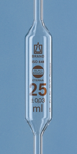 Pipetas volumétricas, AR-GLAS®, clase AS, 1 marca, graduación ámbar, con certificado de calibración DAkkS