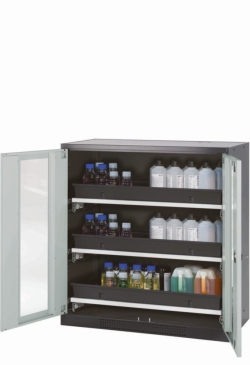 [EN]: Dangerous goods cabinet CS-Classic-G WFDFW body RAL 7016 anthracite, doors RAL 7035 ligt grey incl.3 shelf board drawers