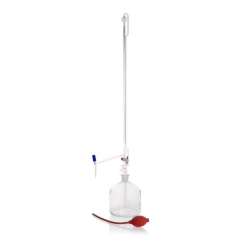 [EN]: Automatic burette after pellet, 25ml conformity certified, blue imprinting, with bottle and rubber blower