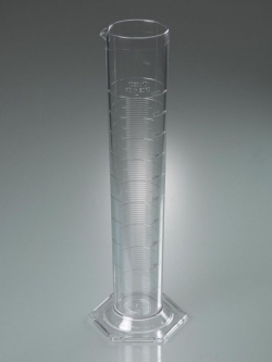 [EN]: Measuring cylinder 1000 ml, h.F., SAN class B (DIN 12681 / ISO 6706) embossed scale