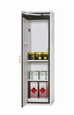 Saftey cabinet S-CLASSIC-90 WDASL 596x616x1968mm, RAL7035, swing doors 2 shelves,1 metal plate insert,