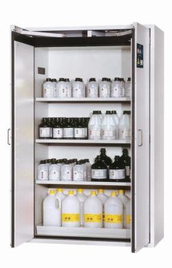 [EN]: Safety cabinet S-CLASSIC-90 WD 1968x1196x616mm (HxBxT), RAL 7035, 3 lower shelves, 1 perforated plate insert,