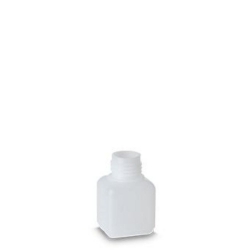 [EN]: HDPE-Square bottles 50 ml nature, thread 25, fluted, w/o.UN license, pack of 1400