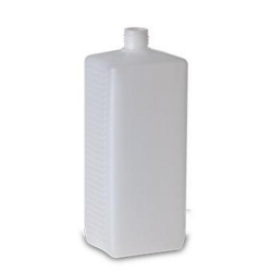 [EN]: HDPE-Square bottles 1000 ml nature, thread 25, fluted, w/o.UN license, in foil bag,pack of 115