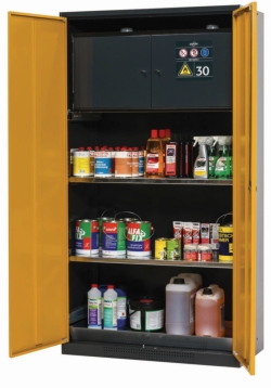 [EN]: Chemical cabinet CS-Classic type 30 1055x520x1950mm, swing doors RAL 1004, 2 shelves, 1 perforated metal plate