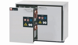 [EN]: Safety under-sink type 90 RAL 7035, 1102x600x800mm, 2x drawers, 2x pull-out level, 2x perforated plate insert