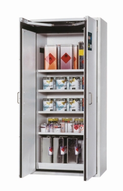 [EN]: Saftey cabinet S-CLASSIC-90 WD 900 x 615 x 1968 mm (WxDxH), RAL 7035, 4 shelves, 1 metal plate insert,