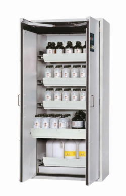 [EN]: Saftey cabinet S-CLASSIC-90 WDAS 896x616x1968mm (WxDxH), RAL7035, 5 drawers, 1 perforated metal plate insert