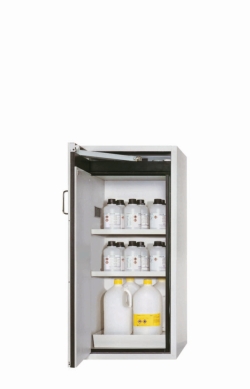 [EN]: Safety cabinet S-CLASSIC 90 WDL 596 x 616 x 1298 mm (WxDxH), RAL 7035, safety yellow, incl. 2 shelves,