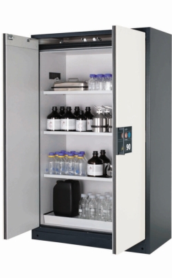 [EN]: Safety cabinet Q-Classic-90 WD 1200x615x1955mm, incl.3 shelves, 1x perforated plate isnert and bottom tank,