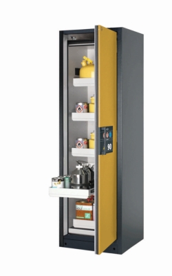 Safety cabinet Q-PAGASUS-90 WDACR 599x615x1953mm, door RAL 1004 5 x drawer, 1 x bottom collecting sump