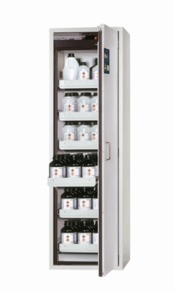 [EN]: Safety cabinet S-CLASSIC-90 S90.196.060.WDASR 596 x 616 x 1968 mm (WxDxH), RAL 7035 6 x pull-out tray, 1 x base sump tray
