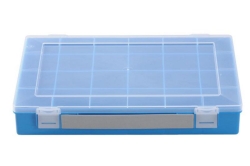 [EN]: box with handle, PP, blue, 24 trays, 335x225x55mm