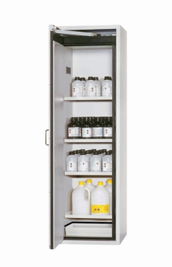 [EN]: Safety cabinet S-CLASSIC Type 90 596 x 616 x 1968 mm (WxDxH), hinged doors, RAL7035 light grey, 4 shelves, 1 bottom tray